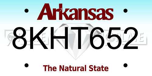 8KHT652 Arkansas License Plate