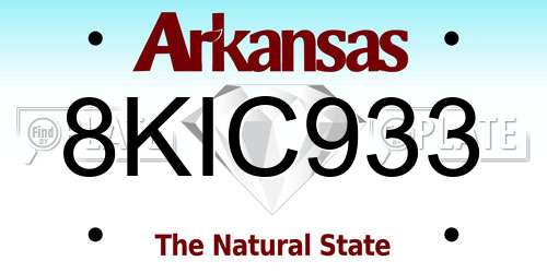8KIC933 Arkansas License Plate