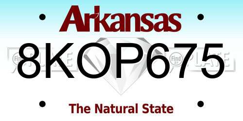 8KOP675 Arkansas License Plate