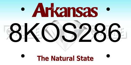 8KOS286 Arkansas License Plate