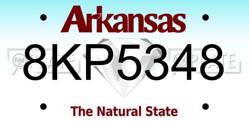 8KP5348 Arkansas License Plate