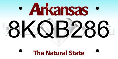 8KQB286 Arkansas License Plate