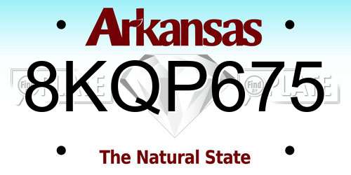 8KQP675 Arkansas License Plate