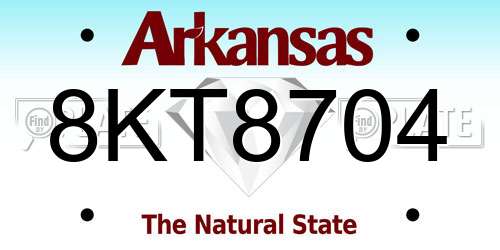 8KT8704 Arkansas License Plate