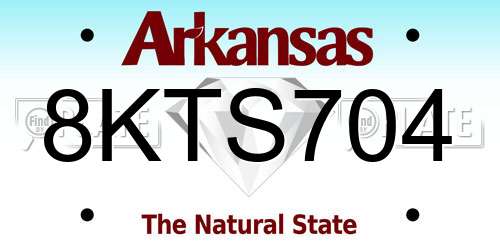 8KTS704 Arkansas License Plate