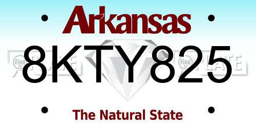 8KTY825 Arkansas License Plate