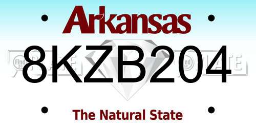 8KZB204 Arkansas License Plate