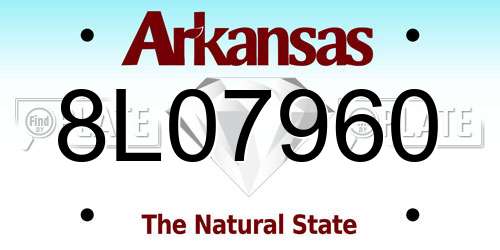8L07960 Arkansas License Plate