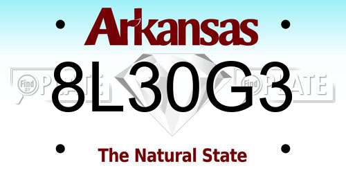 8L30G3 Arkansas License Plate