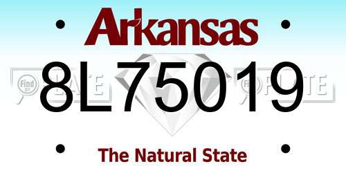8L75019 Arkansas License Plate