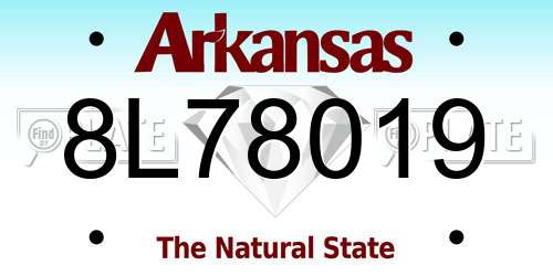 8L78019 Arkansas License Plate