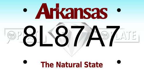 8L87A7 Arkansas License Plate