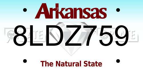 8LDZ759 Arkansas License Plate