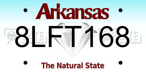8LFT168 Arkansas License Plate