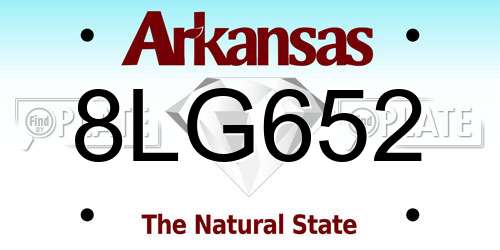 8LG652 Arkansas License Plate
