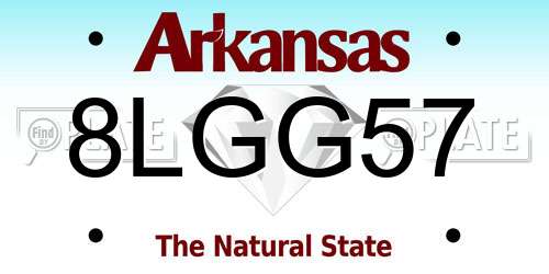 8LGG57 Arkansas License Plate