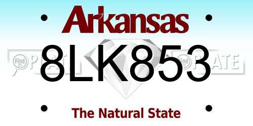 8LK853 Arkansas License Plate