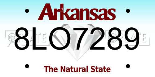 8LO7289 Arkansas License Plate
