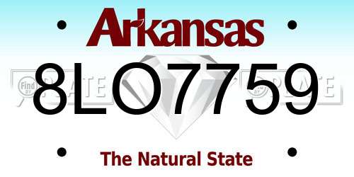 8LO7759 Arkansas License Plate