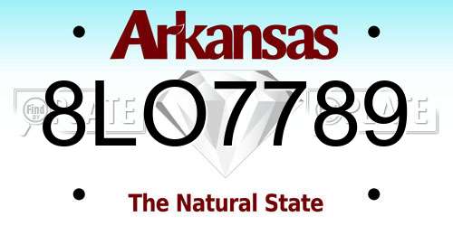 8LO7789 Arkansas License Plate
