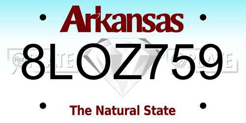 8LOZ759 Arkansas License Plate