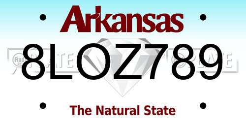 8LOZ789 Arkansas License Plate