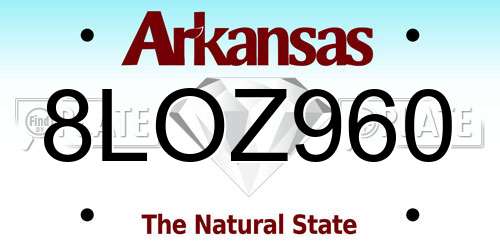 8LOZ960 Arkansas License Plate