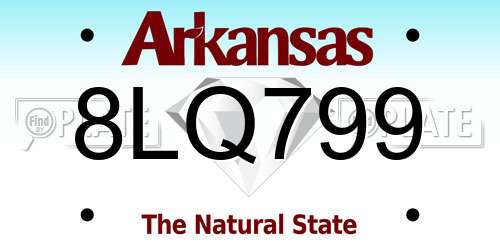 8LQ799 Arkansas License Plate