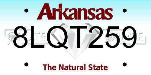 8LQT259 Arkansas License Plate