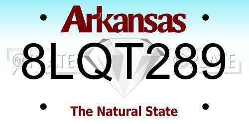 8LQT289 Arkansas License Plate