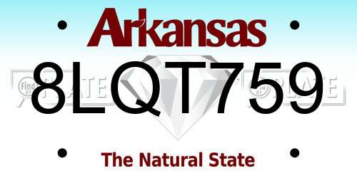 8LQT759 Arkansas License Plate