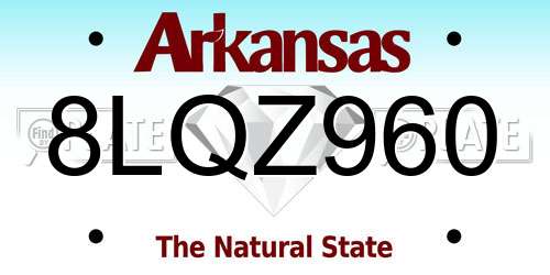 8LQZ960 Arkansas License Plate