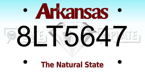 8LT5647 Arkansas License Plate