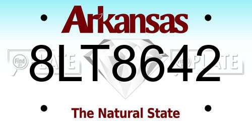 8LT8642 Arkansas License Plate
