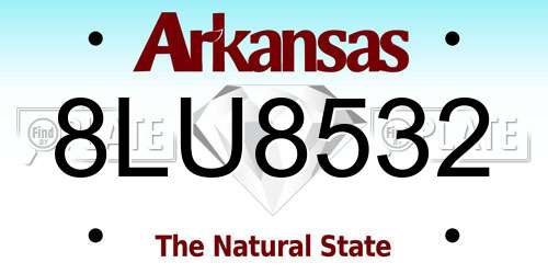 8LU8532 Arkansas License Plate