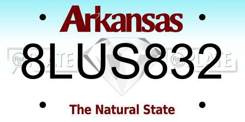 8LUS832 Arkansas License Plate