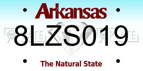 8LZS019 Arkansas License Plate