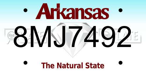8MJ7492 Arkansas License Plate