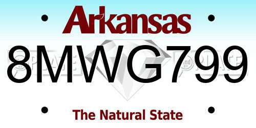 8MWG799 Arkansas License Plate