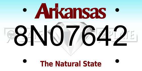 8N07642 Arkansas License Plate