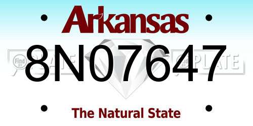8N07647 Arkansas License Plate