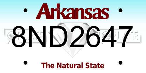 8ND2647 Arkansas License Plate