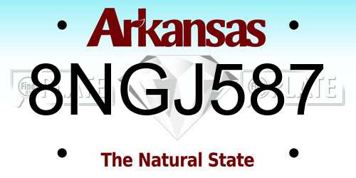 8NGJ587 Arkansas License Plate