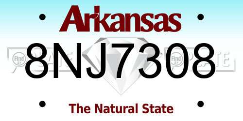 8NJ7308 Arkansas License Plate