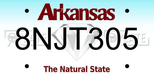 8NJT305 Arkansas License Plate