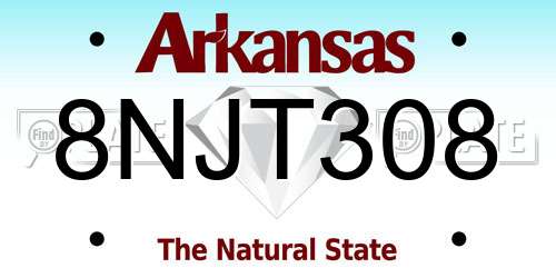 8NJT308 Arkansas License Plate
