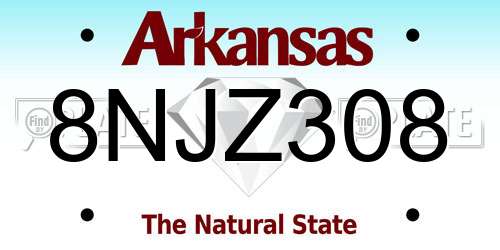 8NJZ308 Arkansas License Plate