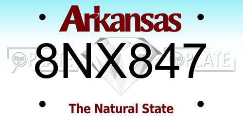 8NX847 Arkansas License Plate