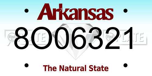 8O06321 Arkansas License Plate