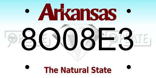 8O08E3 Arkansas License Plate